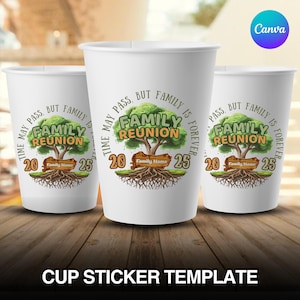 Family Reunion Styrofoam Cup Sticker Template, Editable Party Cup Template Customizable Family Tree Cup Design, Cup Sticker  Canva Template
