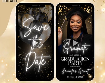 Digital & Editable Save the Date Grad E-Invite Template, Instant Download Iphone Invitation, Text Message Invite, Class of 2025 College Grad