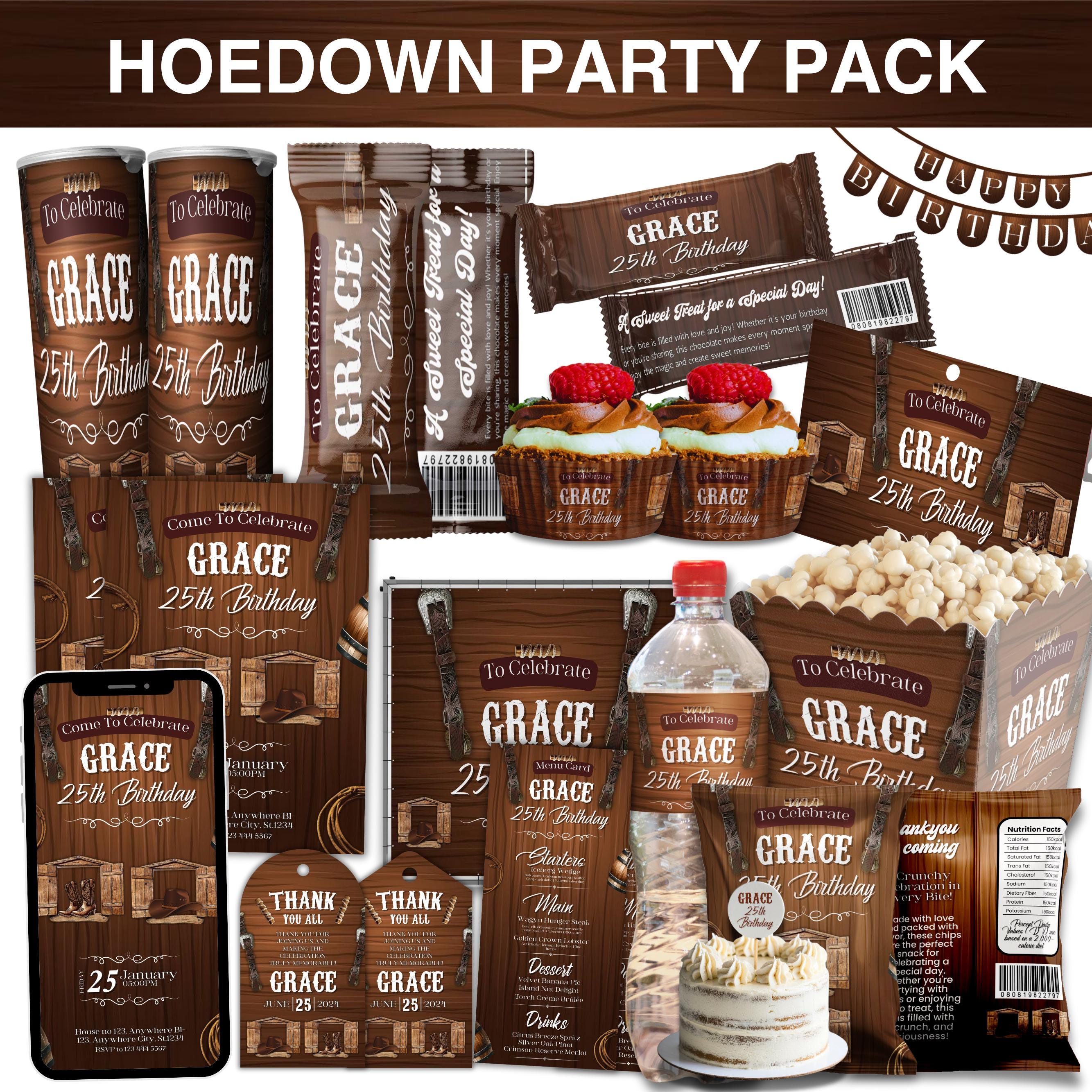 Hoedown Birthday Party Pack, Hoedown Birthday Party Decoration Bundle, Cowgirl Rodeo Invitation Bundle, Hoedown Birthday Party Favor Bundle