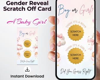 Boy Gender Reveal Scratch Off Card, It's a Boy Gender Reveal Scratch Off, Digital Boy or Girl Scratch Card Game, Gender Announcement