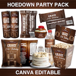 Hoedown Birthday Party Pack, Hoedown Birthday Party Decoration Bundle, Cowgirl Rodeo Invitation Bundle, Hoedown Birthday Party Favor Bundle
