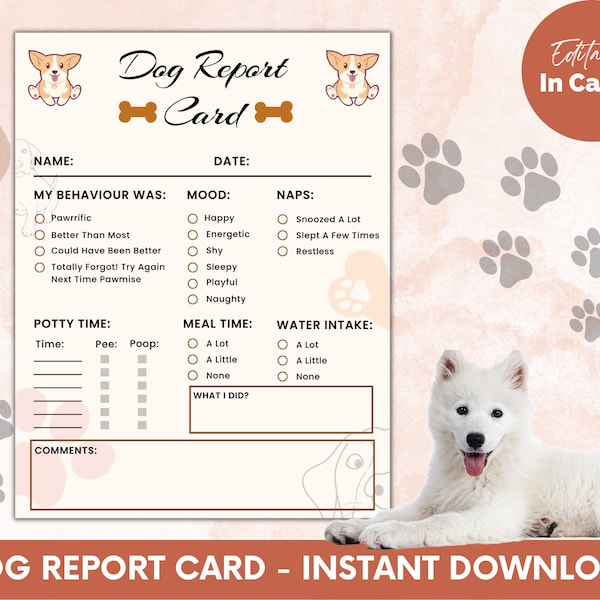 Dog Walk Report Card Template Etsy Dog Walk Report Card Template Etsy