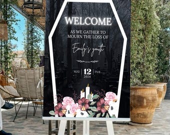 Death to My 20s Party Welcome Sign Editable RIP Youth Welcome Sign Template Funeral For My Youth Welcome Sign Canva Template InstantDownload