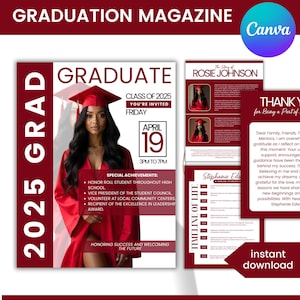 Graduation Magazine Template, High School Senior Graduation Magazine Cover Template, Senior Graduation Invitation, Senior Magazine Template