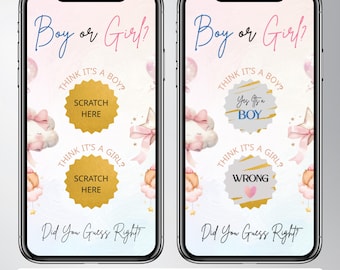 Gender Reveal Scratch Card, Digital Girl Scratch Card Game, Gender Reveal Idea,It's a Boy Gender Reveal Scratch Off Digital Boy or Girl card