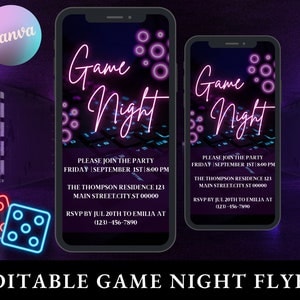 Game Night Flyer Template | Family Game Night, Spades Party, Game Night Flyer, Games Invitation, Casino Night Party, Game Night Template