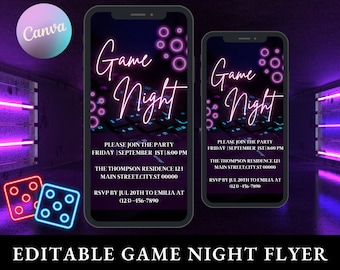 Game Night Flyer Template | Family Game Night, Spades Party, Game Night Flyer, Games Invitation, Casino Night Party, Game Night Template
