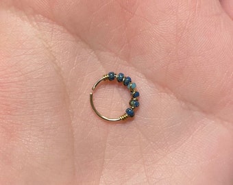 Picasso Bead Boho Nose Rings| Nose Hoop| Cartilage Hoop| Beaded Nose Hoop| Hippie Jewelry| 20g| (Gold and Silver Nose Rings)