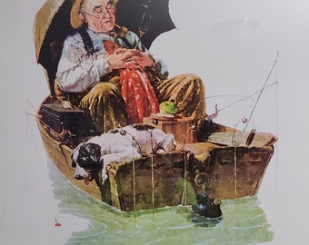 Grandpa Asleep Boat Gone Fishing by Norman Rockwell AA20-2356 – Angels  Auction