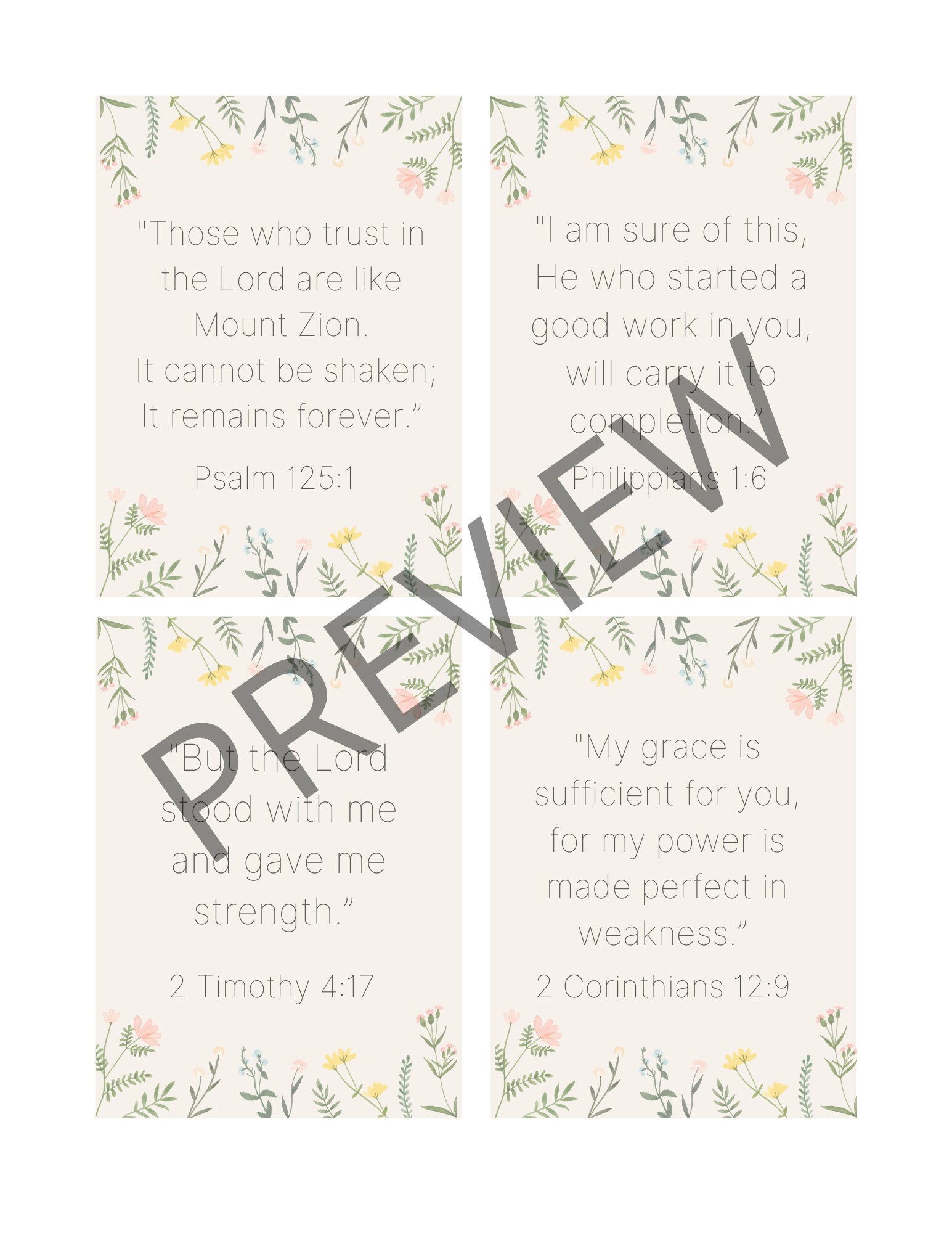 Printable Floral Scripture Cards | Bible Affirmation Cards | Instant ...
