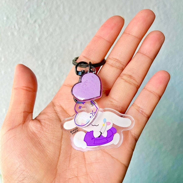 Kawaii Purple Hearts Cinnamoroll w/ knife acrylic keychain