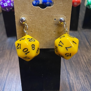 Handmade D20 Dice Earrings: Geeky RPG Jewelry
