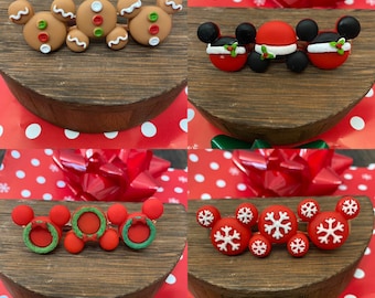 Holiday themed Mouse Ear inspired Hair Clips, Christmas Hair Clips, Adorable Hair Accessory