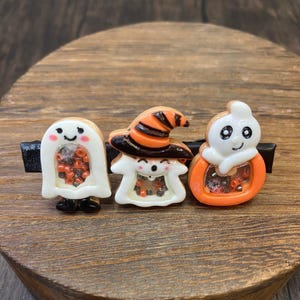 Halloween Shaker Bead Hair Clips: Ghost, Bat, Pumpkin Accessories