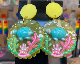 Handmade Colorful Sea Creature Earrings: Ocean-Themed Whimsical Jewelry