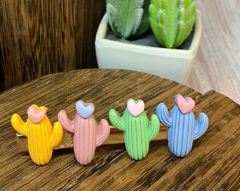 Cactus Hair Clip – Colorful Succulent Kawaii Hair Accessories