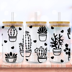 Kaktus svg Libbey Glasverpackungs svg, Sukkulenten svg Pflanzenmutter 16 Unzen Libby Bierdose Full Wrap Cup svg-Dateien für Cricut, Instant Digital Download