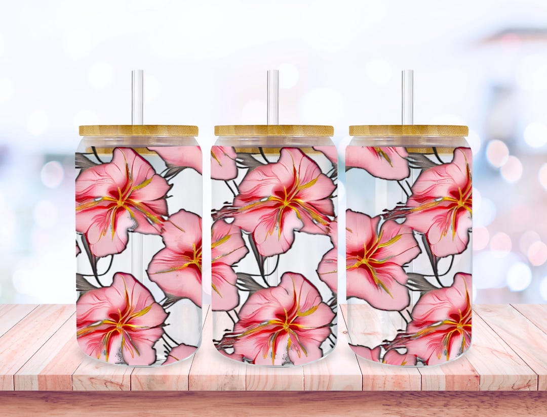 Hibiscus Png 16oz Libbey Glass Can Tumbler Sublimation Designs, Boho ...
