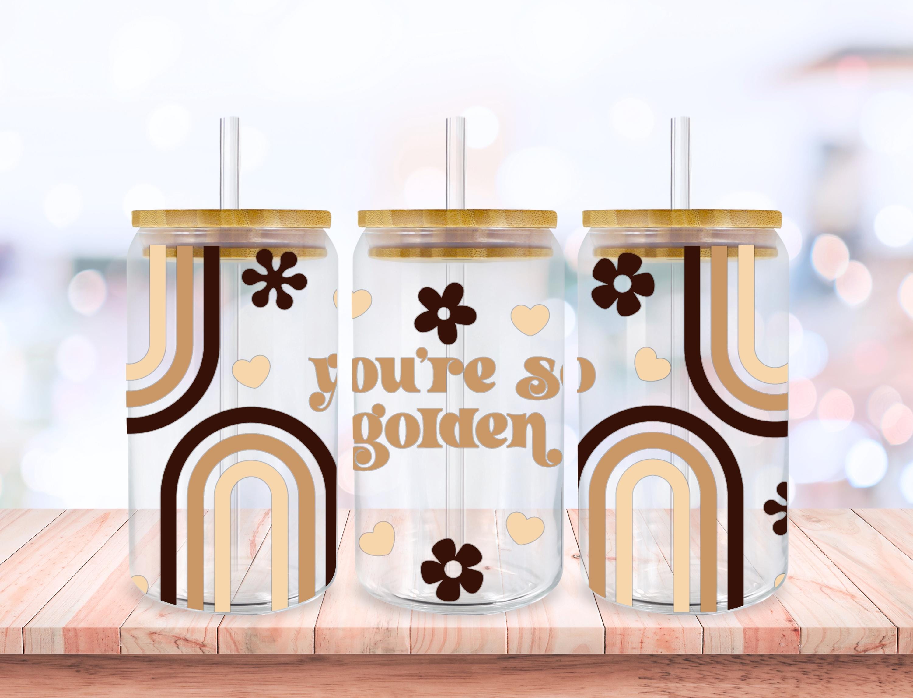 Boho Rainbow Svg Libbey Glass Wrap Svg, Retro Floral Inspirational 16oz ...