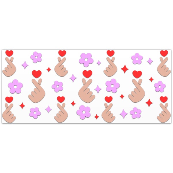 KPOP Finger Heart Svg Libbey Glass Wrap Svg, Valentines Day Svg 16oz Libby Beer Can Full Wrap Cup svg files for Cricut, Instant Download