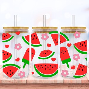 Watermelon Svg Libbey Glass Wrap Svg, Boho Flower Summer Fruit Svg 16oz Libby Beer Can Full Wrap Cup svg files for Cricut, Instant Download