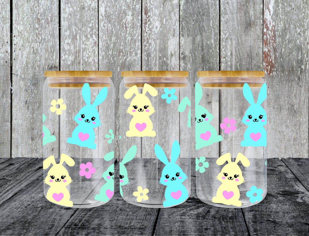 Easter Bunny Svg Libbey Glass Wrap Svg, Spring Easter Rabbit 16oz 20oz ...