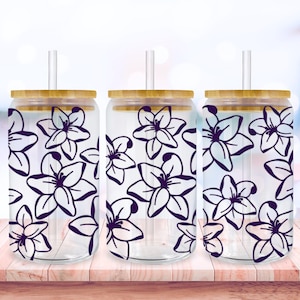 Lily Flower Libbey Glass Wrap Svg, Spring Floral Lily 16oz Libby Beer Can Full Wrap Cup svg files for Cricut, Instant Digital Download