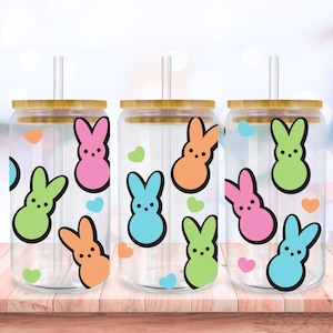 Grappige paashaas Svg Libbey Glass Wrap Svg, Spring Easter Rabbit 16oz Libby Beer Can Full Wrap Cup svg-bestanden voor Cricut, Instant Download