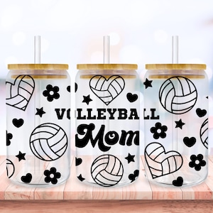 Volleyball Mom Svg Libbey Glass Wrap Svg, Volleyball Svg Game Day 16oz Libby Beer Can Full Wrap Cup svg files for Cricut, Instant Download
