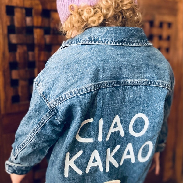 UPCYCLING shirt jacket / denim jacket CIAO KAKAO hand-painted size 104 - Vintage unique single piece festival