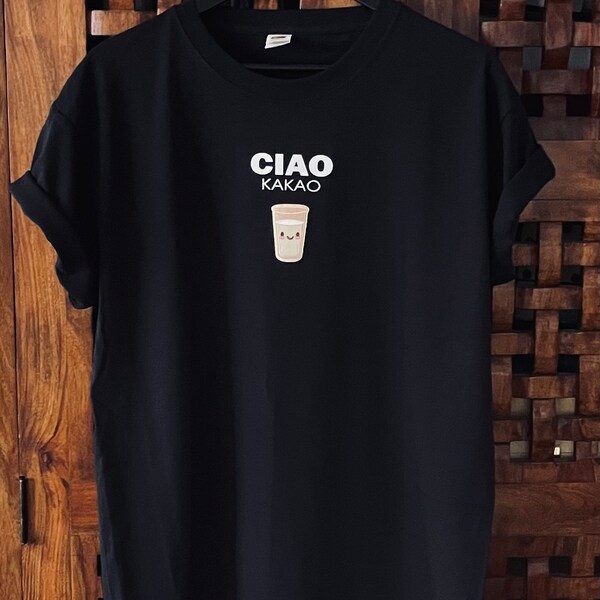 CUSTOMIZED - Statement TShirt CIAO KAKAO size L black - Shirt 90s 80s Boyfriend Oversize Fit