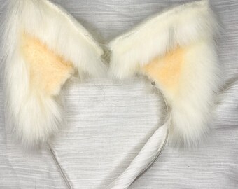 White/Apricot Fluffy Cat Ears
