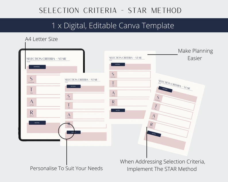 star-method-selection-criteria-template-canva-job-planner-etsy