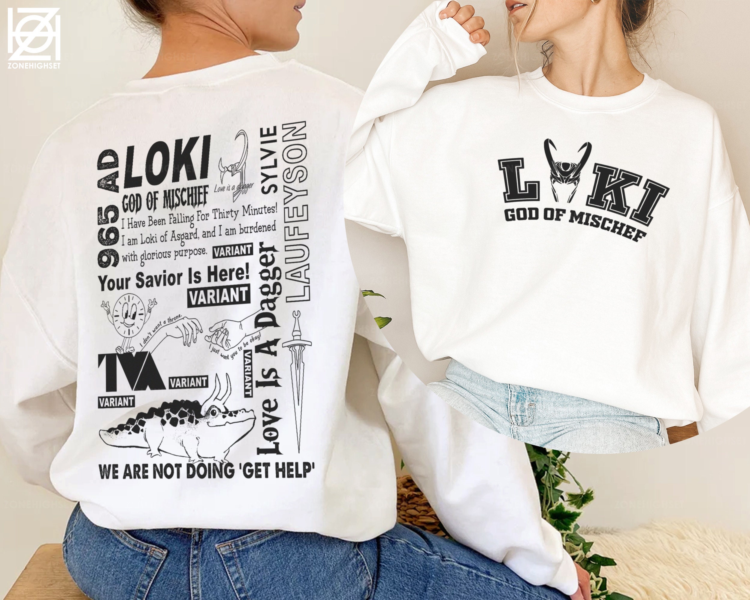 Loki Double Side Sweatshirt Loki Helmet Loki Sweater God of