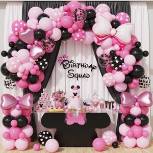 CHMMY Décoration d'anniversaire pour fille de 18 ans - Ballon noir et rose  - Décoration d'anniversaire pour fille - 18 ballons - Décoration