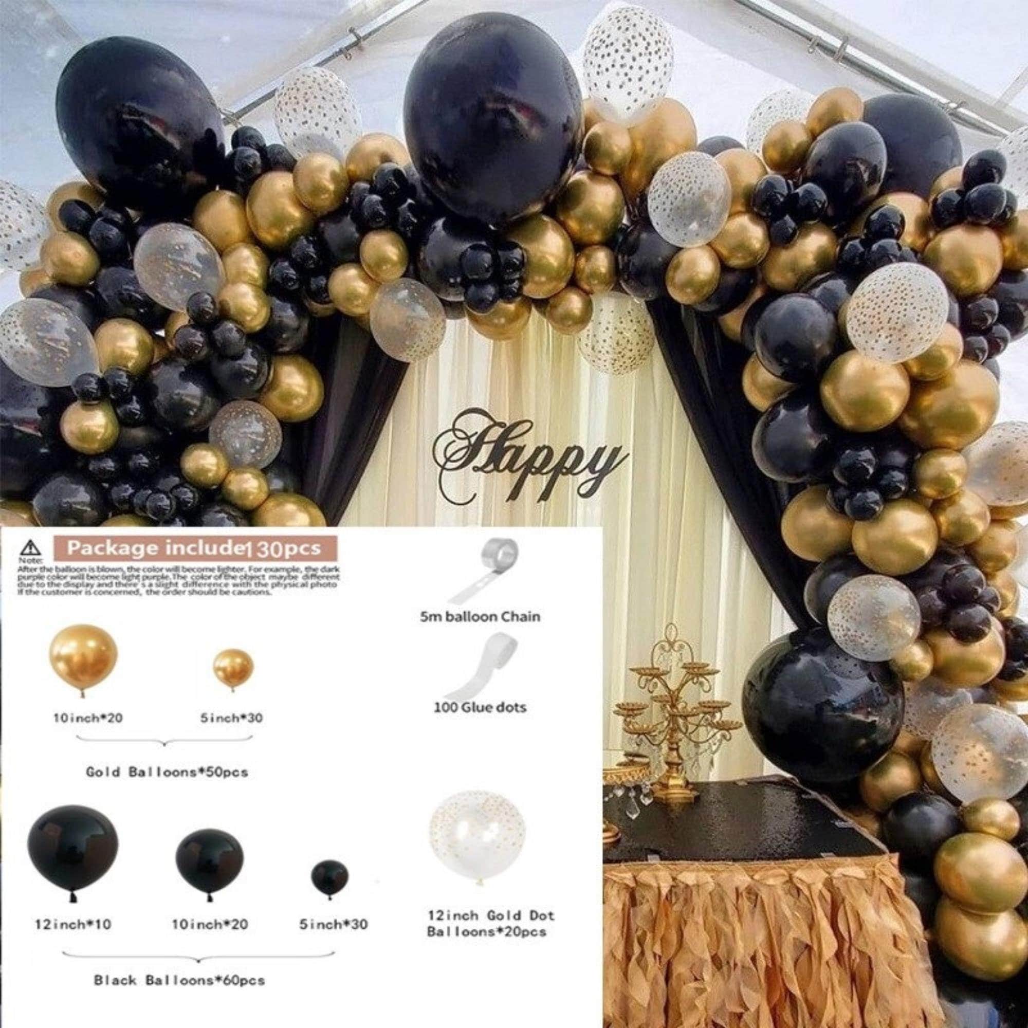 Comprar 110 Uds. Kit de arco de globos de oro plateado cromado, guirnalda  de globos negros, decoración para fiesta de Navidad, cumpleaños,  decoraciones para fiesta de bienvenida de bebé para niños