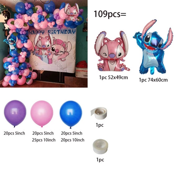Pink Lilo and Stitch Birthday Party Supplies, Party Birthday Decorations  included Backdrop 