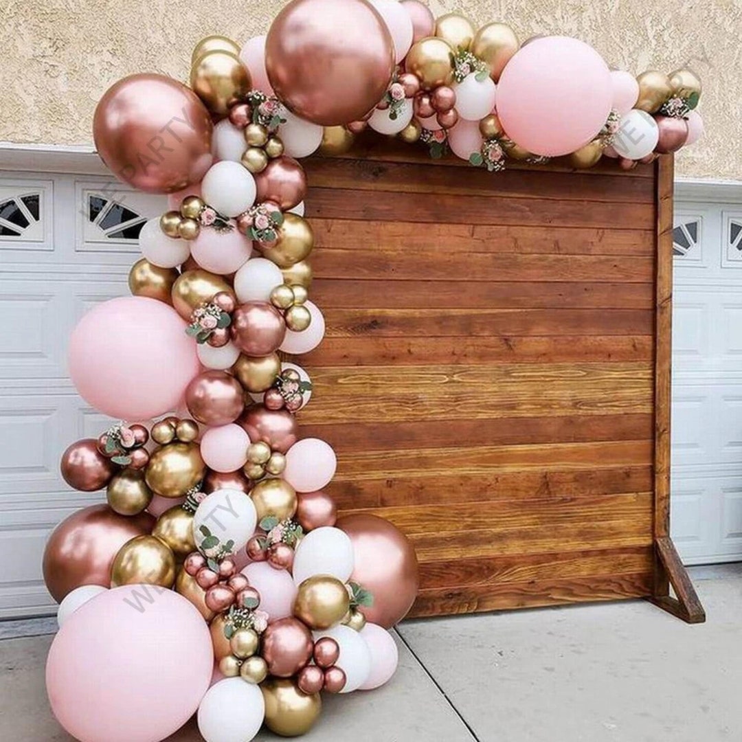 101pcs Chrome Rose Gold Balloons Garland Arch Kit Pink White Etsy