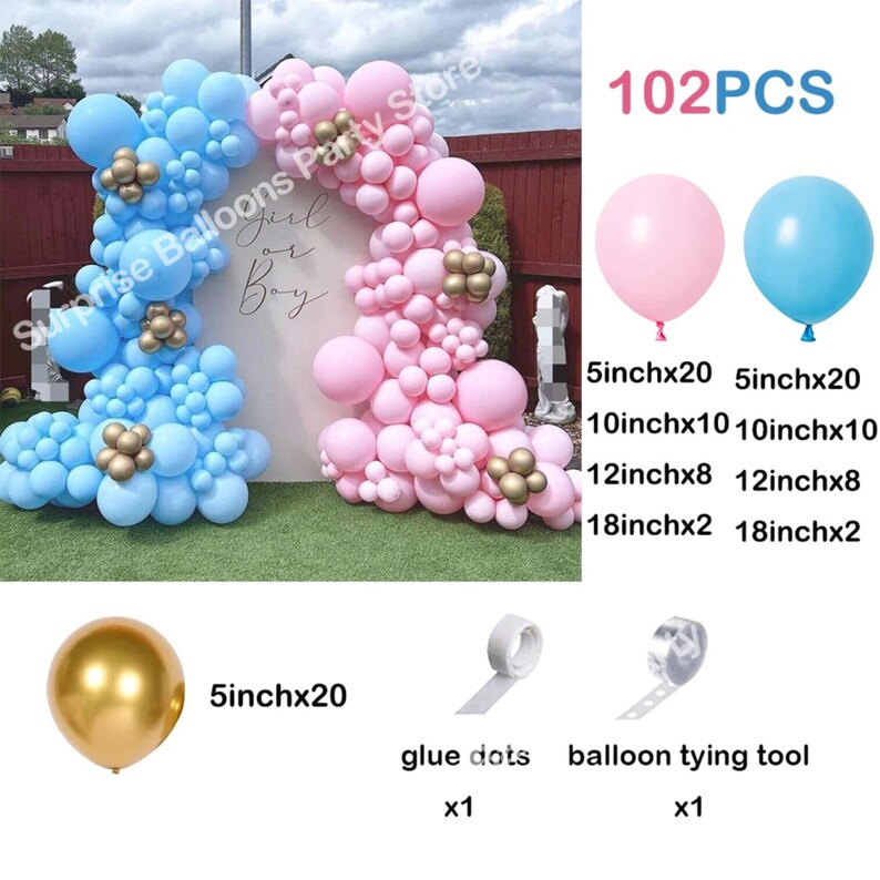 102pcs Gender Reveal Balloon Garland Arch Kit Boy or Girl Baby Etsy