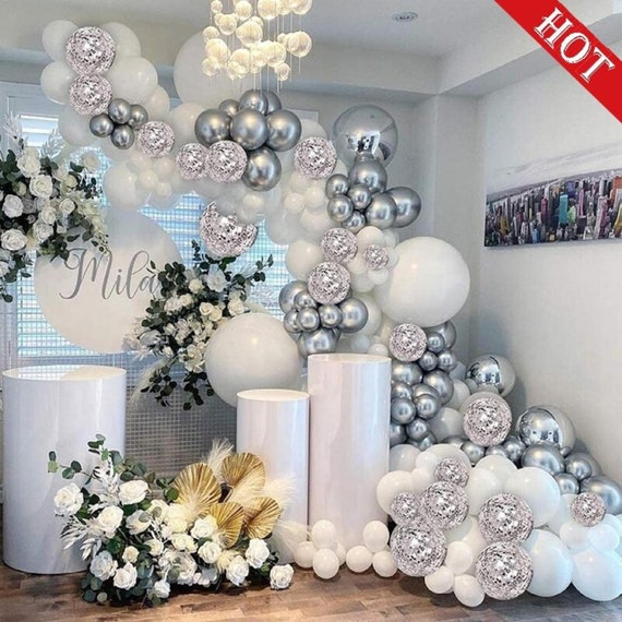 125pcs Birthday Arche Ballon Anniversaire White Silver Balloons Baby Shower  Balloon Wedding Bachelorette Party Decoration Mariage Globos 