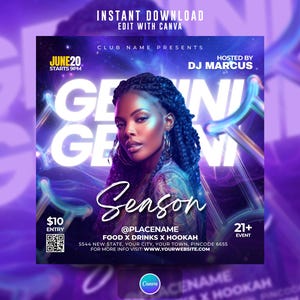 Gemini Season Party Flyer, Edit On Cava