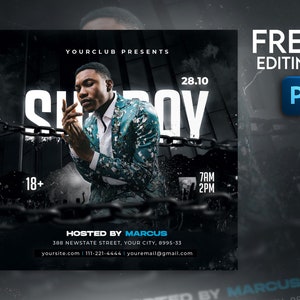 DJ Event Flyer Template: Club Party, Birthday Bash (PSD)