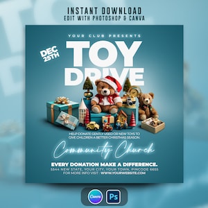 Toy Drive Flyer, Christmas Toy Drive, Toy Drive, Christmas Flyer, Toy Drive Template