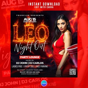 Leo Night Out Party Flyer, Edit On Canva.