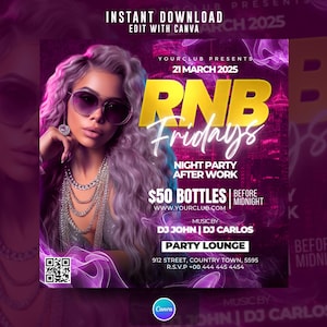 R&B Fridays Party Flyer, Edit On Canva.