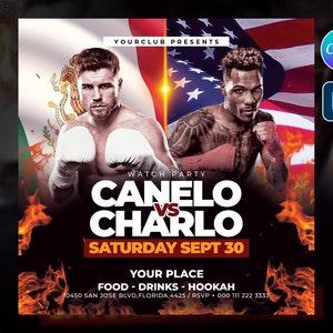 Canelo Alvarez vs Jermell Charlo Flyer, Edit On Cava And Photoshop Watch Party Fight Night Flyer