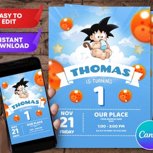 Editable Birthday Invitation Template | Digital Kids Party Template, Boys Invite, Printable Editable in Canva | Instant Download