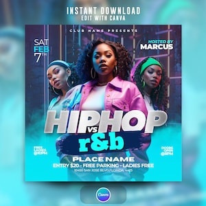 Editable Hip-Hop vs. R&B Party Flyer, Hip Hop RNB Flyer | HipHop Canva