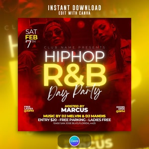 Editable Hip-Hop vs. R&B Party Flyer, Hip Hop RNB Flyer | HipHop Canva Template