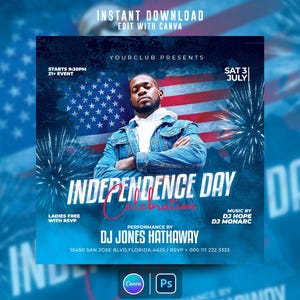 4th of July Party Flyer Template: Editable Photoshop PSD